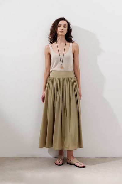 Manuka Tie-Up Detail Wide Skirt Soil