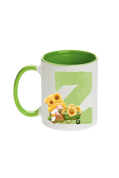 SiestaSafari Alphabet Personalized Coffee Mug with Letter Gnome Print, Gift for Woman for Birthday, Home, Office