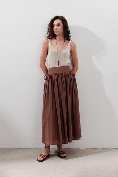 Manuka Tie-Up Detail Wide Skirt Hot Brown