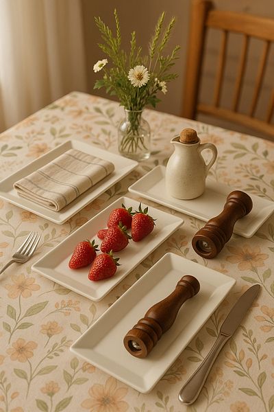 RGS HOMELİFE Bougainvillea Series - Set of 2 Presentation Service Boat Plates 28 cm Single or Series Multi-Purpose Sets