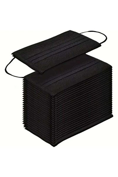 Unisoft كمامة وجه للاستخدام مرة واحدة - 3 طبقات، لون أسود، مريحة، مقاس للبالغين (50 قطعة)