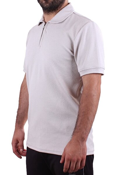 Twister Jeans Twister 2290 Gray Casual Short Sleeve Regular Fit Cotton Zipper Polo Neck Men's T-Shirt