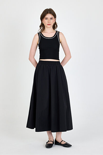 Rays Black Stripe Detailed Knitted Crop Tank Top 1049