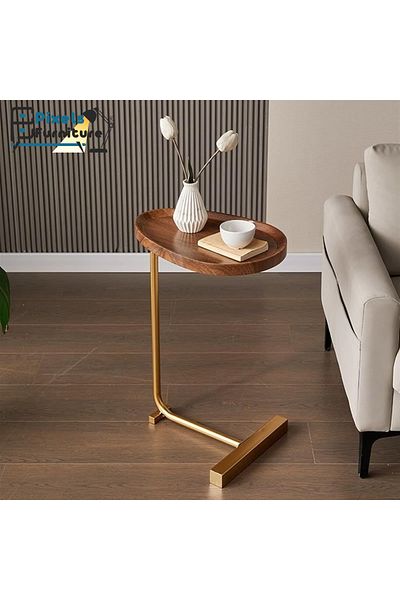 PixelsFurniture طاولة جانبية من بكسل الأثاث على شكل C للأريكة والسرير، طاولة بقواعد معدنية صلبة