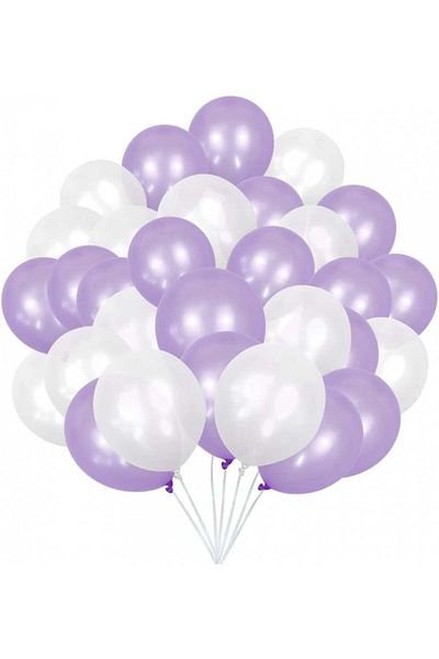 Neijiaer Set of 50 Jiaer Sentai balloons, latex, white/purple, 30 cm