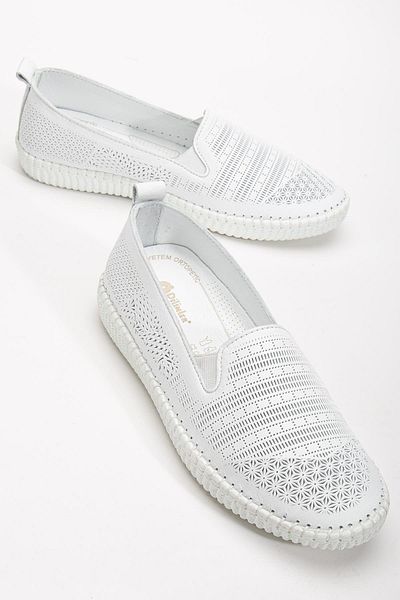Dilimler Ayakkabı Genuine Leather Orthopedic Women's Casual Shoes White Without Laces Laser Printed