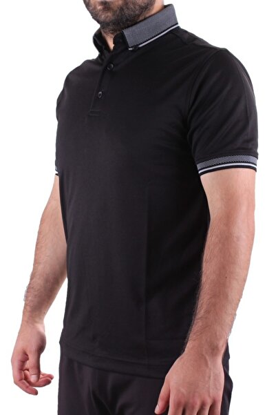 Twister Jeans Twister 2305 Black Casual Short Sleeve Regular Cut Cotton Polo Neck Men's T-Shirt
