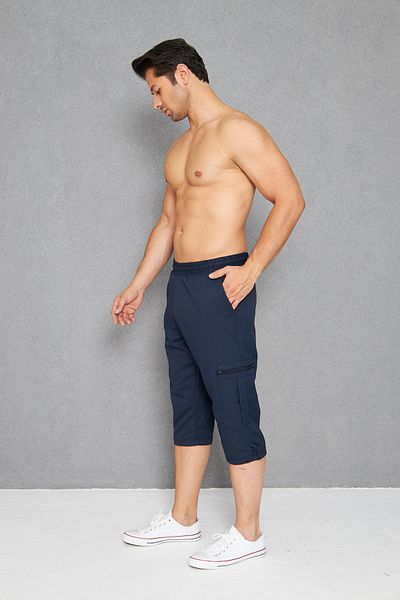 Enrico Ferry Ανδρικό Cargo Plus Size με τσέπες Micro Sea Capri Navy Blue 2665B-L