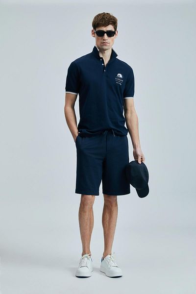 Lufian Ανδρικό μπλουζάκι πόλο Sandor Navy Blue (111040223)