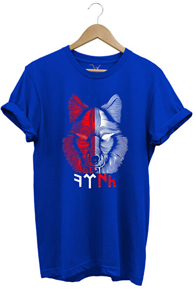 WİDİ ΤΟΥΡΚΙΑ Bozkurt Göktürkçe ΤΟΥΡΚΙΚΗ Γραφή και Wolf Printed Red White 100% βαμβακερό μπλουζάκι με κανονική εφαρμογή