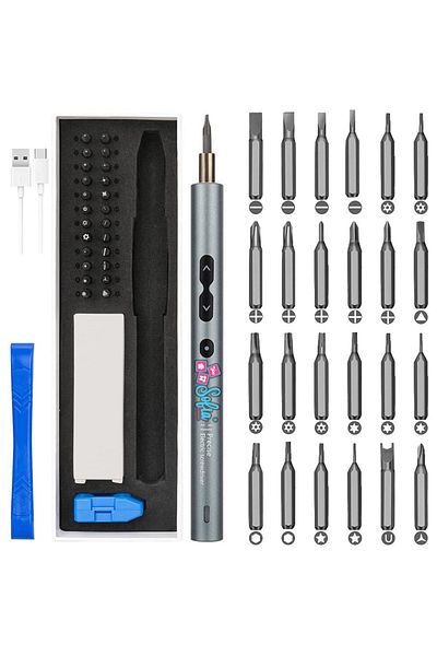 Sofia Concept 28 in 1 Electric Screwdriver Set, SofiaCONCEPT®, 330Mah, 24 bits, Aluminum, Magnetic, 200 Rt/min