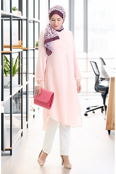 sefamerve Frame Detailed Long Tunic 4105-01 Powder