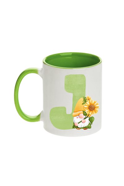 SiestaSafari Alphabet Personalized Coffee Mug with Letter Gnome Print, Gift for Woman for Birthday, Home, Office