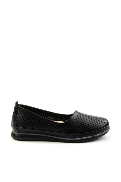 Bambi Black Leather Women's Ballerinas K01140004903