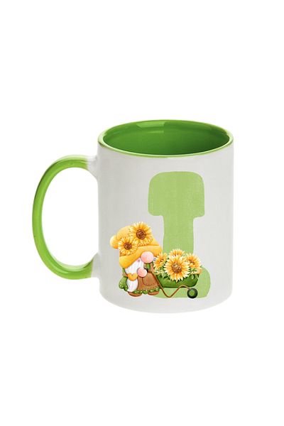 SiestaSafari Alphabet Personalized Coffee Mug with Letter Gnome Print, Gift for Woman for Birthday, Home, Office
