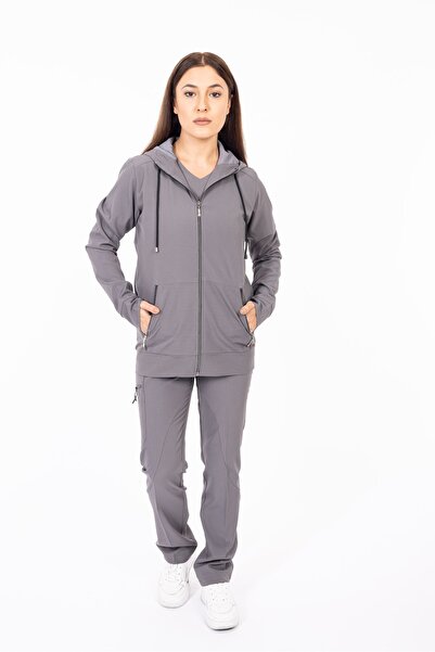 Onur Forma Scrubs Hood Comfort Women's Hooded Suit - Anthracite Gray