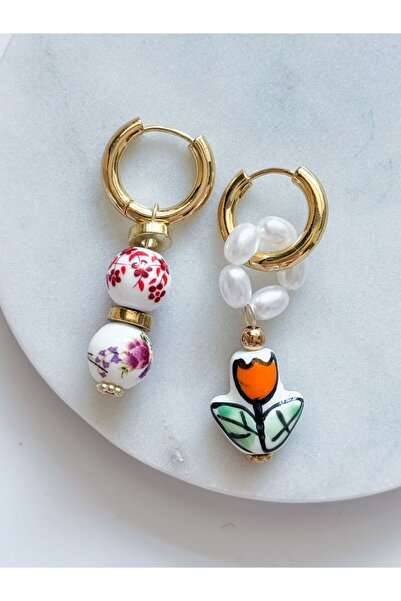 CHARMLUCKY أقراط من البورسلين الصلب على شكل زهرة التوليب