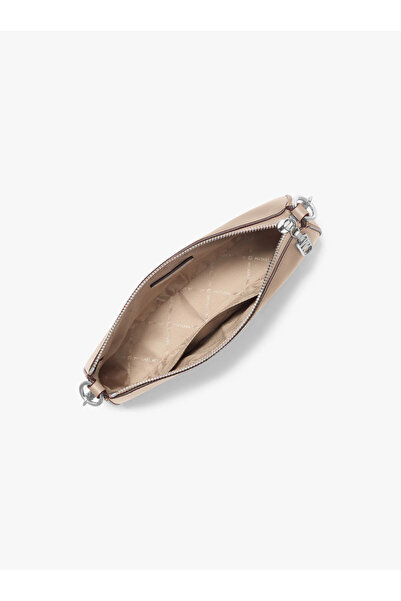 Michael Kors Women's Leather Zipper Closure Chain Strap Beige Shoulder Bag 32H3S8Ew6L-Lightsand