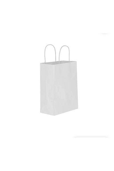 Happyland Silver Cardboard Bag Medium Size Twist Handle 25 Pieces 25X12X31 cm