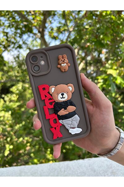 Merwish iPhone 11 Uyumlu 3D Ayıcık ve Tavşan Figürlü Darbe Korumalı Silikon K...