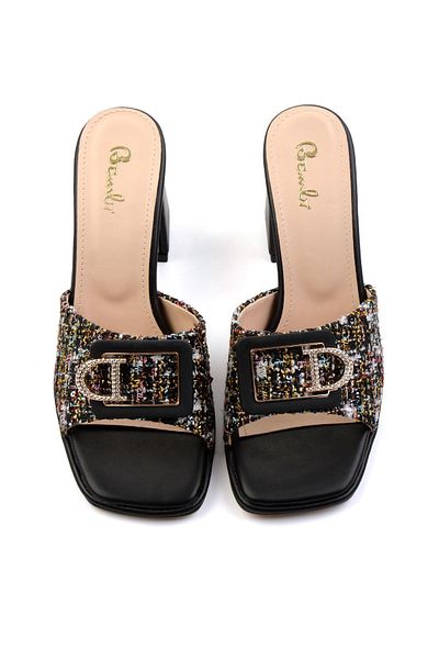 Bambi Black Patterned Women's Slippers K04231448804