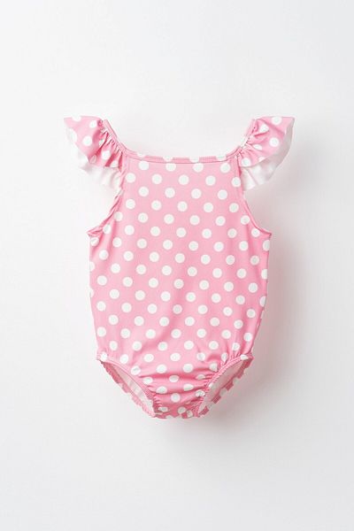 Banamio Dotty Polka Dot Girl's Swimsuit with Ruffles on the Shoulders