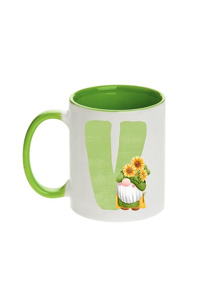 SiestaSafari Alphabet Personalized Coffee Mug with Letter Gnome Print, Gift for Woman for Birthday, Home, Office