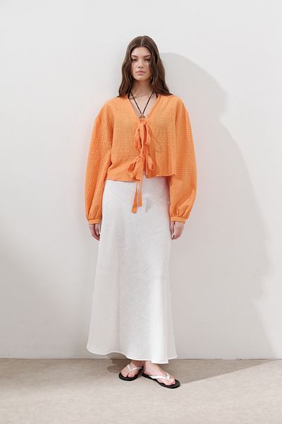 Manuka Textured Lace Bluz Orange