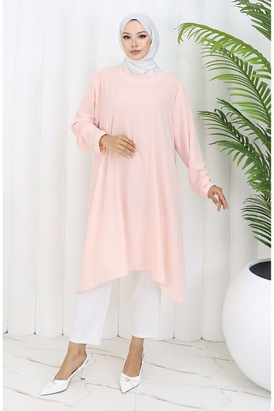 sefamerve Asymmetrical Princess Tunic 4101-09 Powder