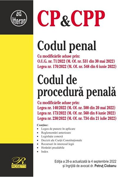 Editura Rosetti Codul penal. Codul de procedura penala. Editia a 2