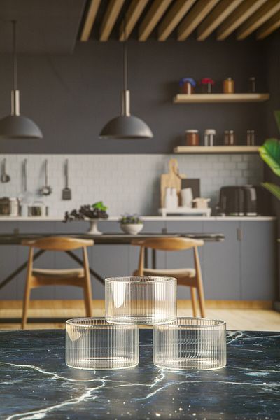 Lizzy 3-Piece Pinterest Striped Glass Bowl