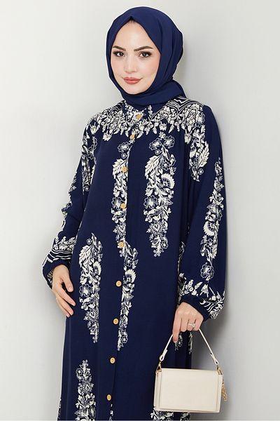 Bestenur Pela Woven Viscose Dress 1548 - Navy Blue