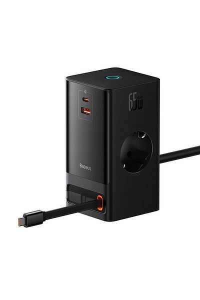 Baseus PowerCombo Digital PowerStrip mains charger, 2 AC outlets, 1x USB-C, 1x USB-A, USB-C