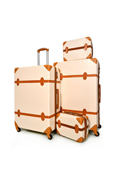 MORANO Classic Murano 7-Piece Luggage Set, Beige and Toffee, Size: 32''-28''-24''-20''-16''-14''-12'' Inch