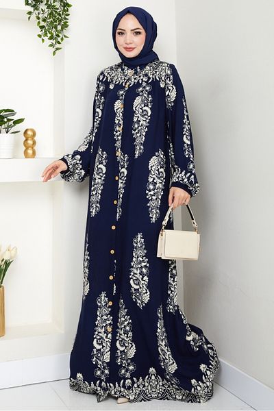 Bestenur Pela Woven Viscose Dress 1548 - Navy Blue