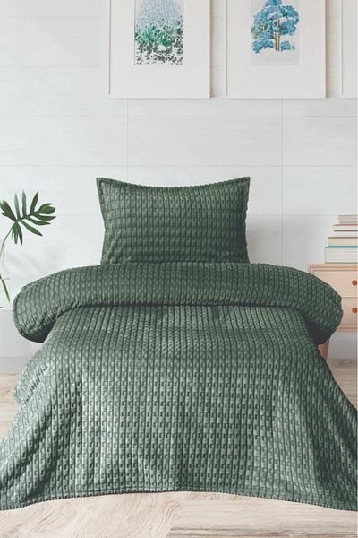 Çeyiz Diyarı Merinos Twist Single Blanket Set Green