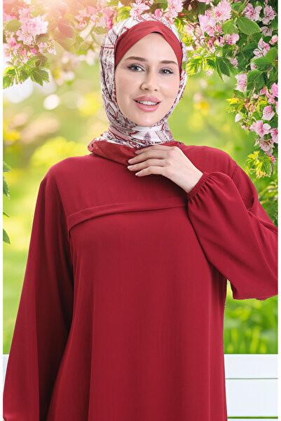 sefamerve Yandan Yırtmaçlı Uzun Tunik 4104-06 Bordo