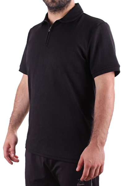 Twister Jeans Twister 2290 Black Casual Short Sleeve Regular Cut Cotton Zipper Polo Collar Men's T-Shirt