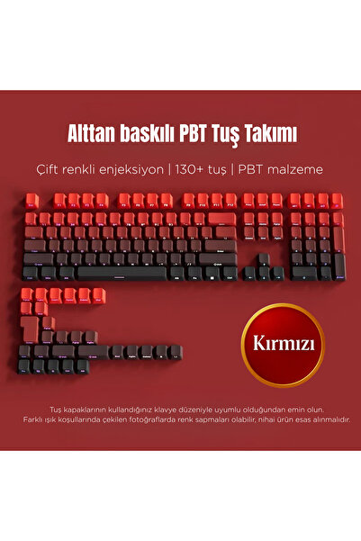 Leaven Mekanik Klavye Keycaps Seti- 130 Tuş PBT Çift Baskılı-Alttan Baskılı G...