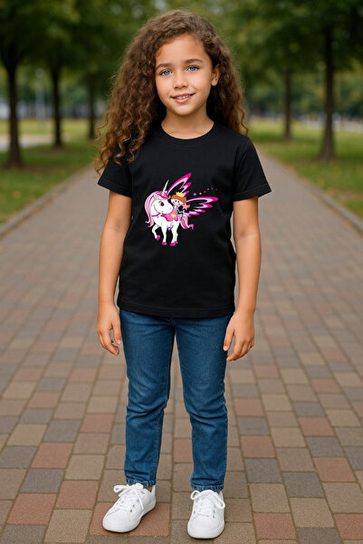 Windy Island Fată guler rotund Unicorn cu imprimeu tricou
