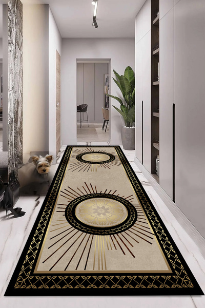 CAPPİO HALI Dijital Baskılı Makinada yıkanabilir Salon Halısı Mutfak Halısı Yolluk Halısı - CP2083