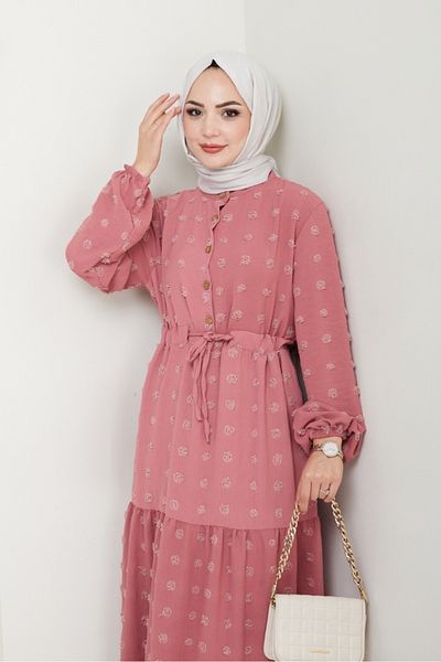 Bestenur Φόρεμα Ayrobin με πολυστρωματικό πομπόν 1550 - Dusty Rose