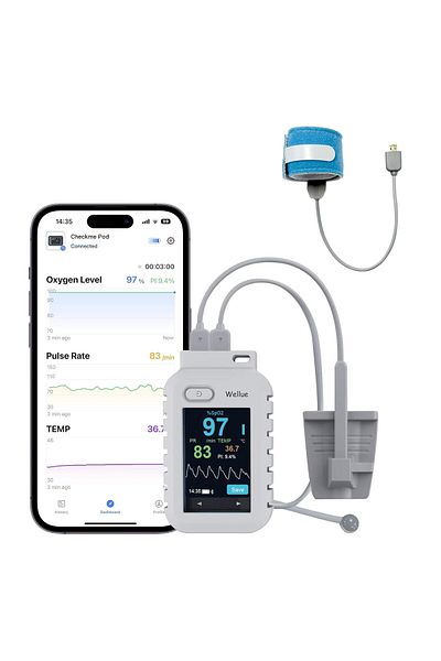 wellue Smart Pulse Oximeter for Adults and Infant, Handheld Oxygen Monitor for SpO2 & HR & Body Temp