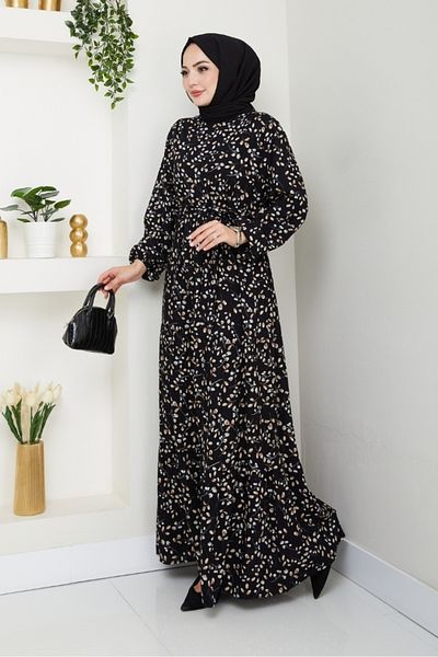 Bestenur Semar Woven Viscose Dress 1541 - Black