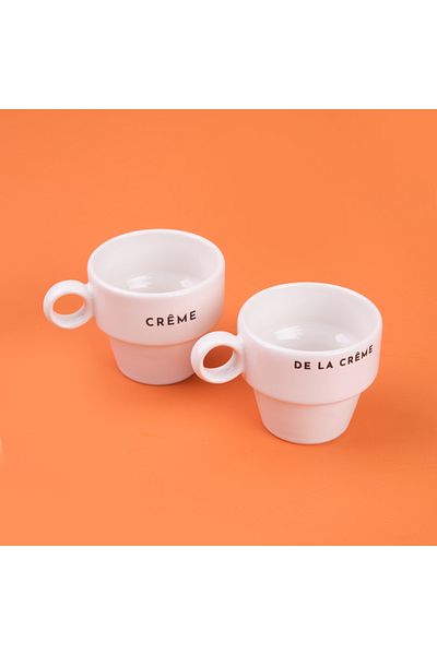 Evidea Kitchen Creme De La Creme 2-Piece Espresso Cup - Cream / Black - 105 ml