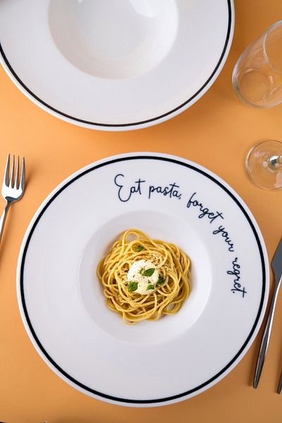 Kütahya Porselen Plate House Motto Pasta Plate Set of 2 29X5,5X4Cm