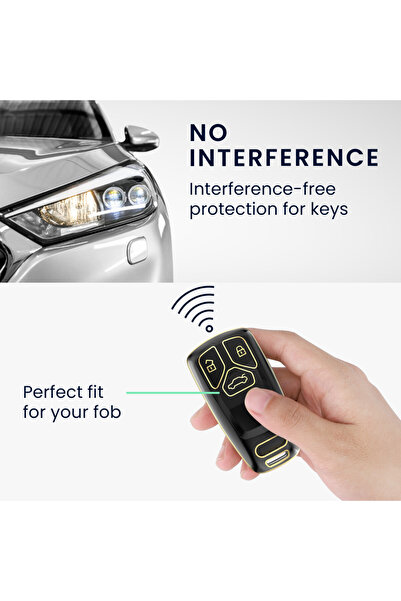 BLACK Husă cheie auto pentru Audi - 3 butoane - Keyless Go, silicon, negru/auriu