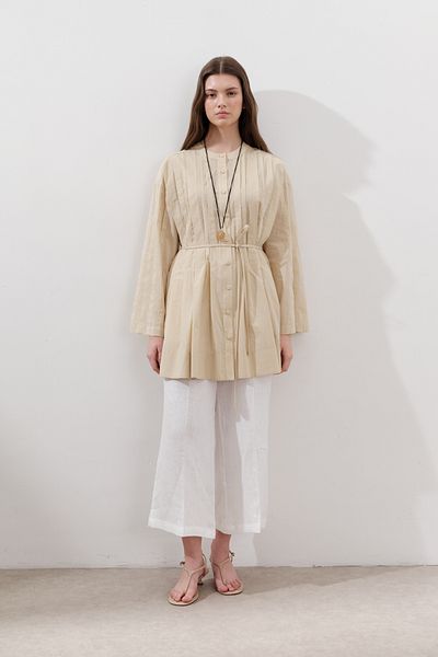 Manuka Ribbed Wide Sleeve Tunic Yellow