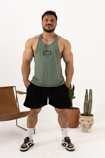QUİCKPREP Men's Green Oversize Undershirt – Fast Collection Logo Printed Sports Undershirt
