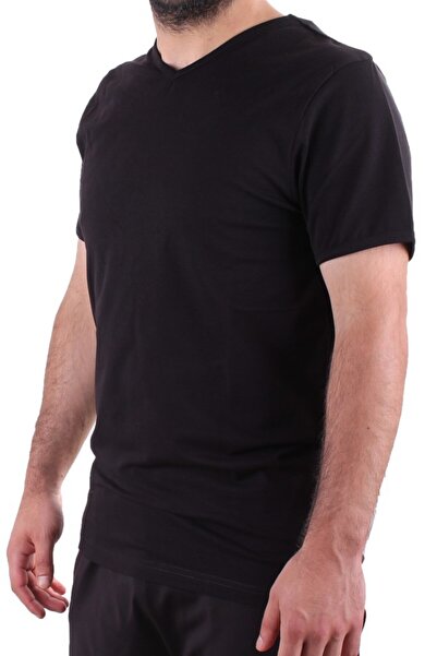 Twister Jeans 2302 Black Casual Cotton Basic V-Neck Men's T-Shirt